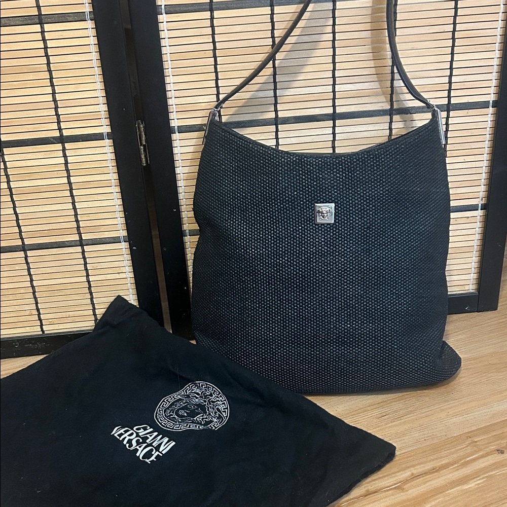 Versace Black and Gray Hobo Bag